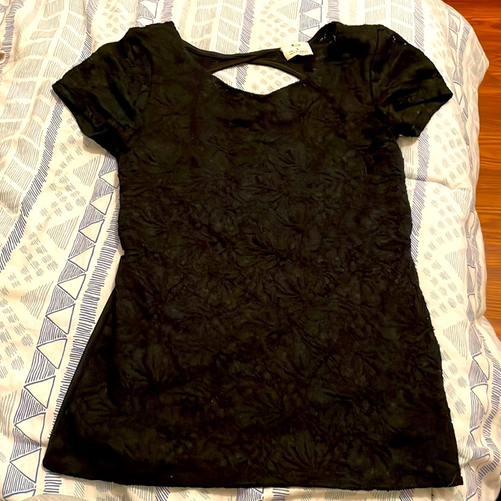 Pins & Neddles, small, black, open back shirt, lace, EUC, Urban Outfitters